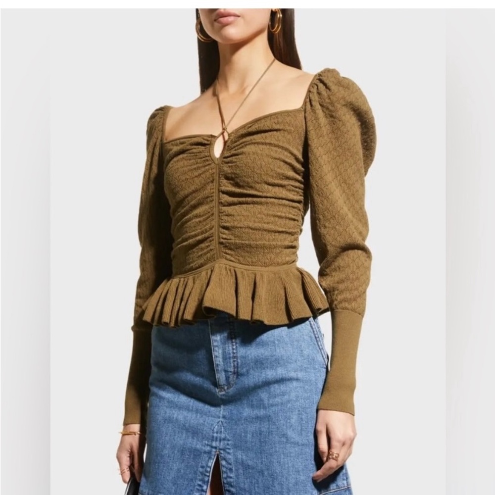 Ulla Johnson Olive Green Ruched Top